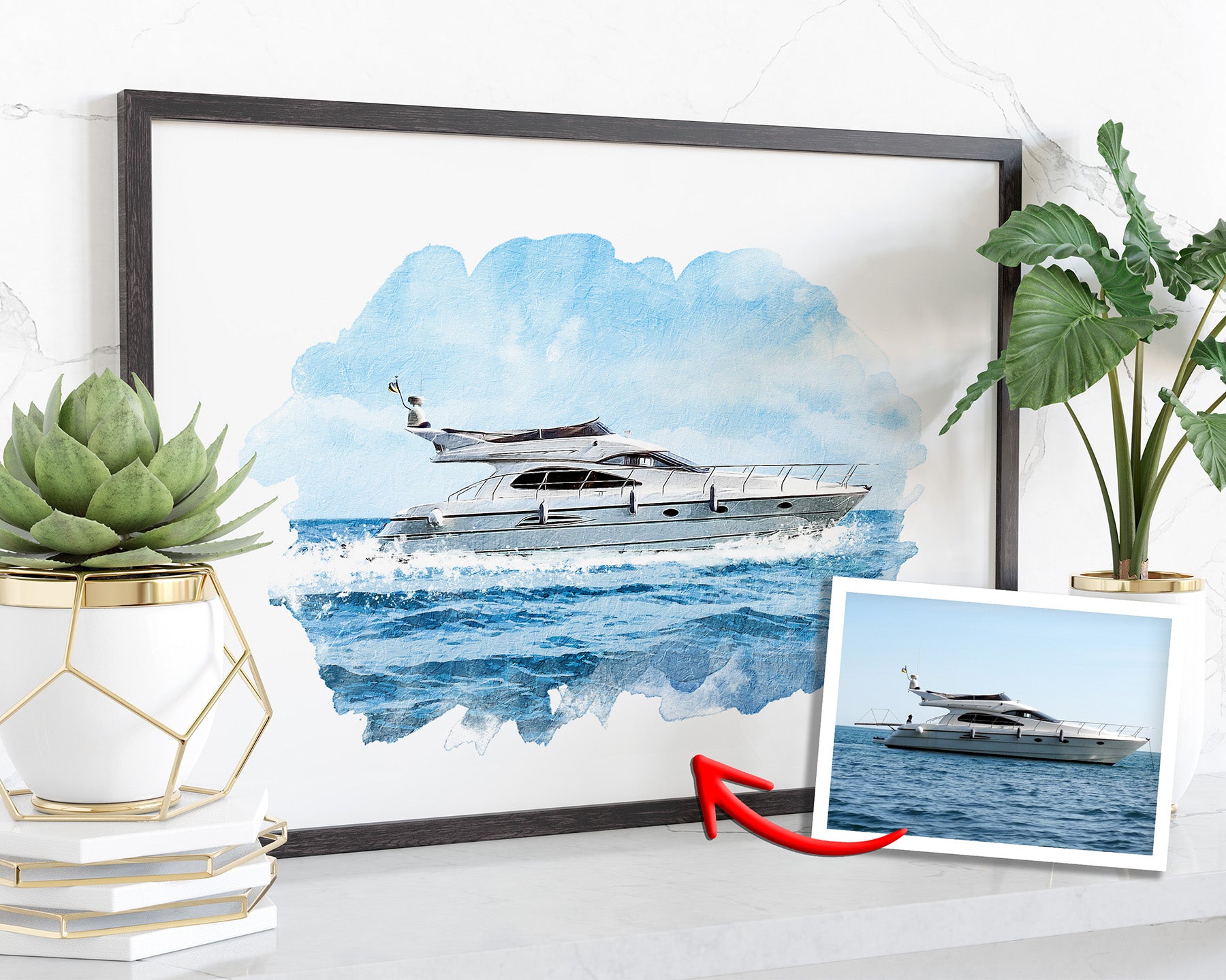 Custom boat portrait from photo