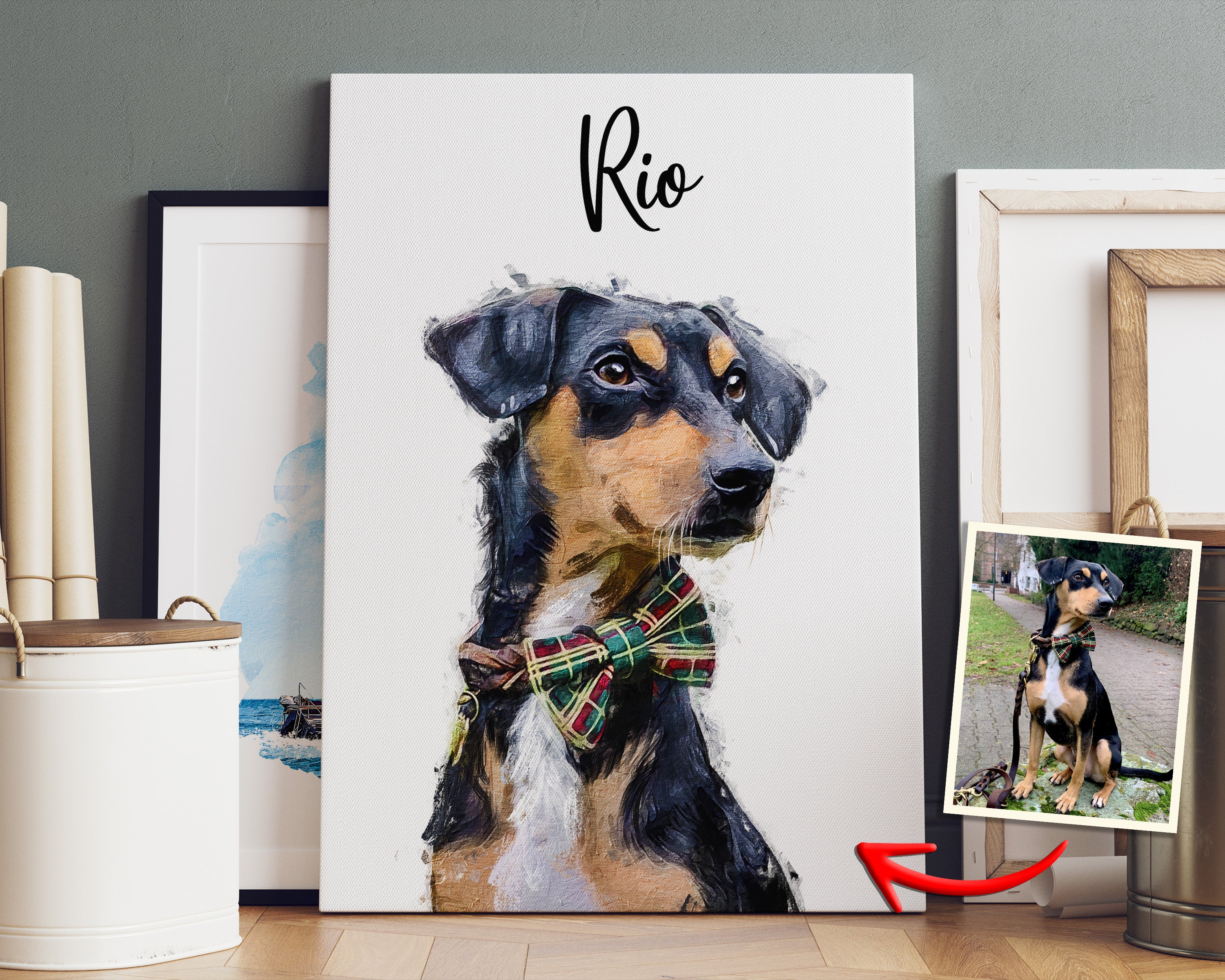Custom dog portrait. Pet matte poster. Portrait from photo. Pet painting.